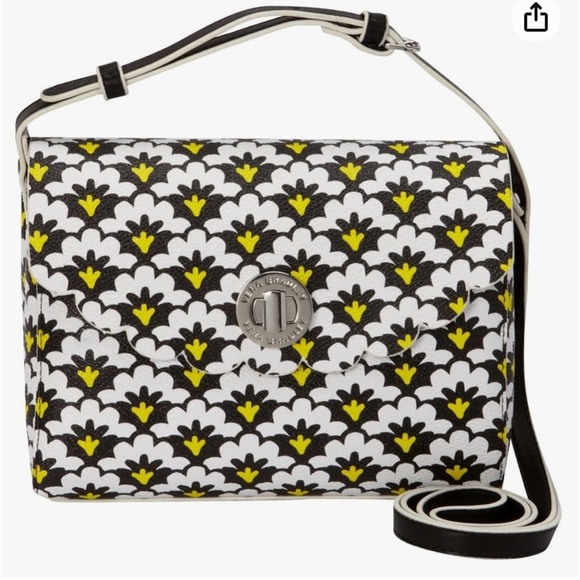 Vera Bradley Handbags - Vera Bradley Scallop Hipster crossbody bag purse Petal Paisley black yellow